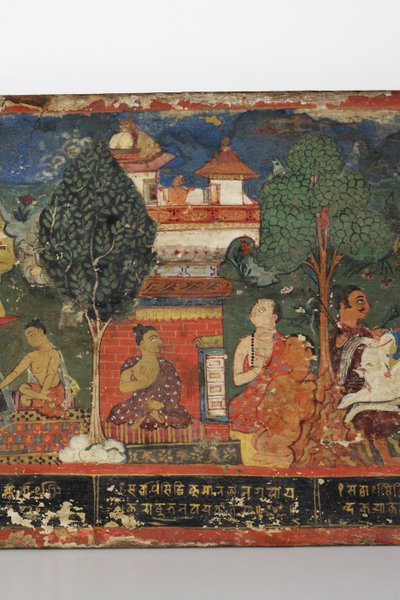 (Detail) von einem buddhistischen Manuskriptcover von Nepalese School