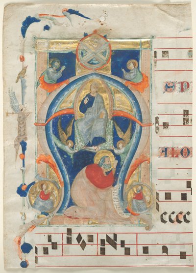 Fragment eines Antiphonars mit illustrierter Initiale (A): Christus in Majestät von Neri da Rimini