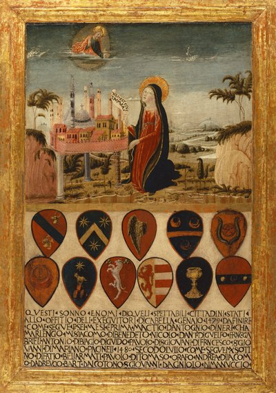 Die Jungfrau Maria vertraut die Stadt Siena Jesus an von Neroccio di (1447 1500) Landi