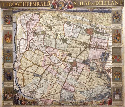 Wandkarte von Delftland, 1712 von Netherlandish School