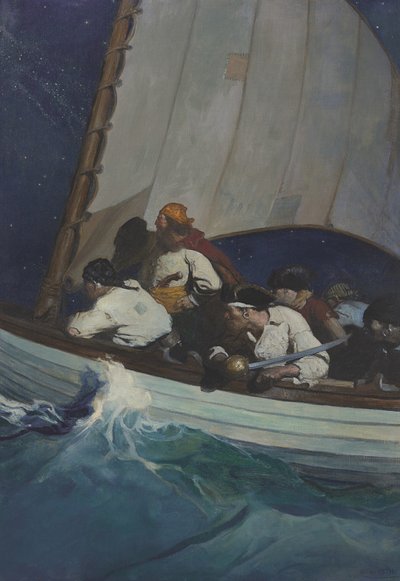 "Oh, Morgans Männer sind hinter dir her; und Blackbeard--Freibeuter!..." von Newell Convers Wyeth