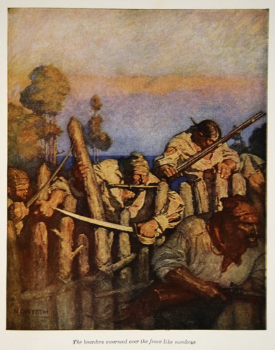 Die Internatsschüler kletterten wie Affen über den Zaun, eine Illustration aus 