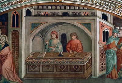 Zwei Banker, Detail aus dem Leben des heiligen Matthäus von Niccolo di Pietro Gerini