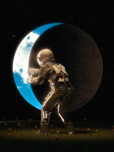 Astronaut hält den Mond von Nicebleed