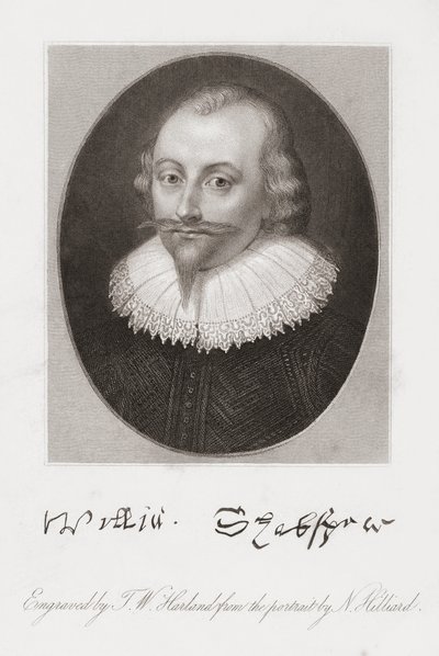 William Shakespeare. Porträt von Hilliard von Nicholas (after) Hilliard
