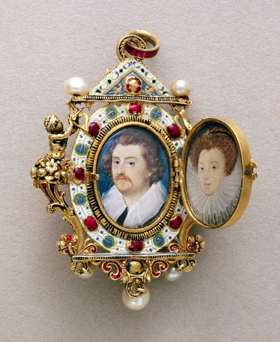 Porträts eines unbekannten Mannes und einer unbekannten Frau, ca. 1590 von Nicholas Hilliard