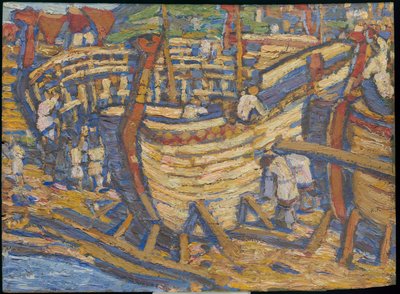 Schiffbau. Skizze für das gleichnamige Gemälde, 1903 von Nicholas Roerich