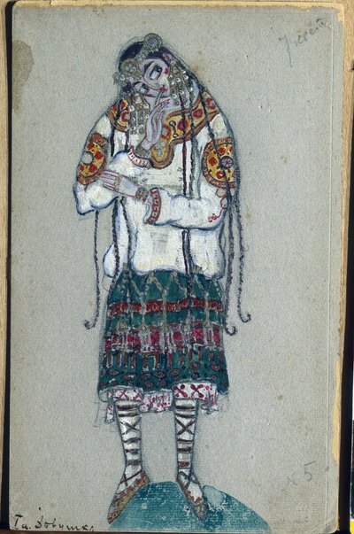 Das junge Mädchen, Kostümentwurf für Igor Strawinskys Ballett "Das Frühlingsopfer", 1912 von Nicholas Roerich