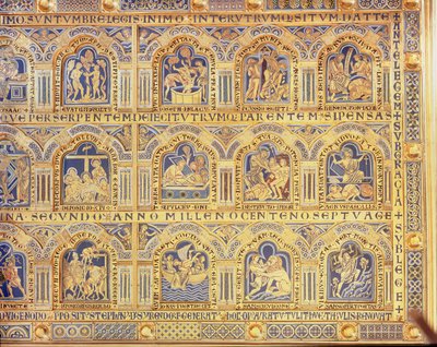 Der Verdun-Altar, biblische Szenen darstellend, 1181 (rechtes Teil des zentralen Panels) von Nicholas of Verdun