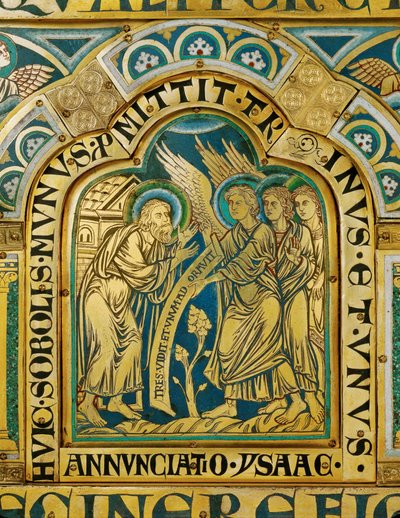Die drei Engel besuchen Abraham von Nicholas of Verdun