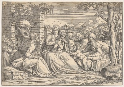 Die Heilige Familie mit den Heiligen Elisabeth und Johannes, ca. 1550 von Nicolò Boldrini