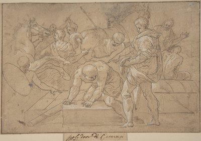 Historische Szenenkomposition Studie für Chapelle de Guise, 16. Jahrhundert von Nicolò dell