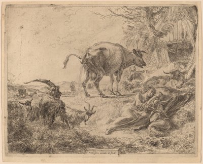 Pissende Kuh von Nicolaes Berchem