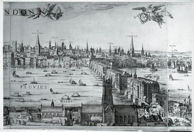 Ansicht der Stadt London mit der London Bridge, England, UK von Nicolaes Jansz (1586 1652) Visscher