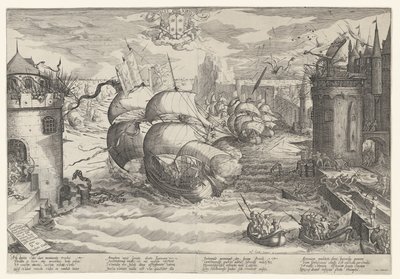 Eroberung von Damiate und das Übersegeln der Kette, 1219 von Nicolaes Jansz. Clock