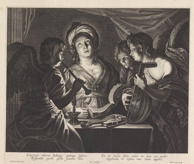 Hl. Cäcilia mit drei musizierenden Engeln von Nicolaes Lauwers