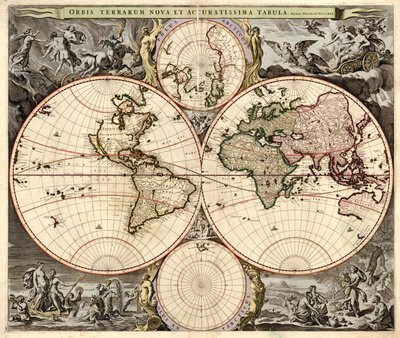 Orbis terrarum nova et accuratissima tabula, ca. 1690 von Nicolaes Visscher