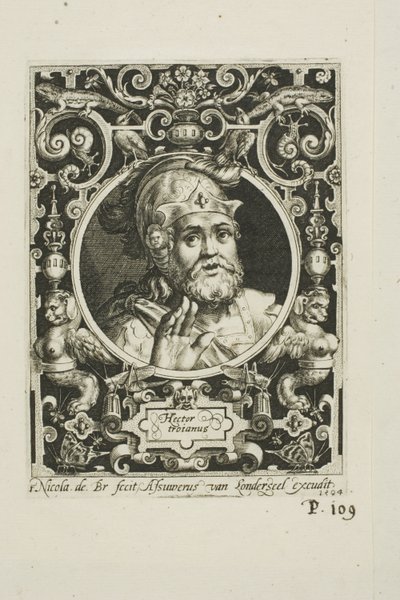 Hektor von Troja, Tafel eins aus Die Neun Guten Helden von Nicolaes de Bruyn