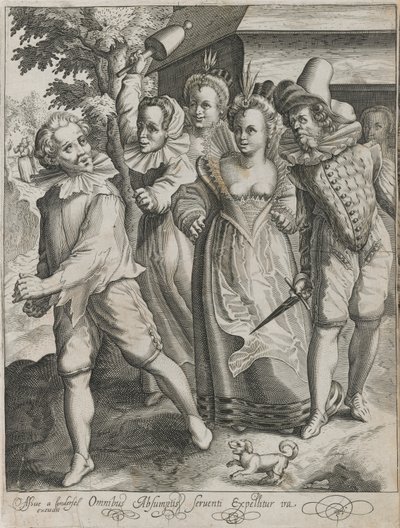 Der verlorene Sohn wird aus einer Taverne vertrieben, Platte 4 aus Die Geschichte des verlorenen Sohnes von Nicolaes de Bruyn