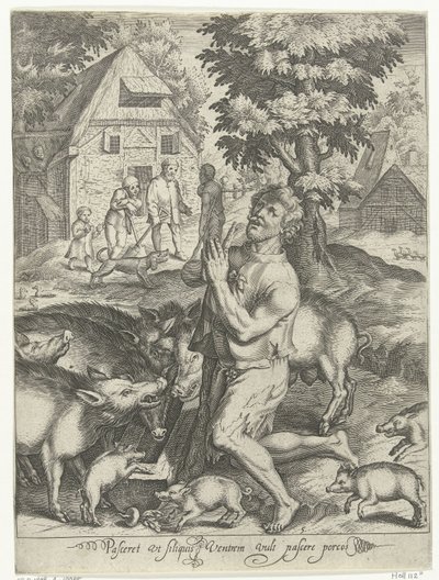 Verlorener Sohn als Schweinehirt von Nicolaes de Bruyn