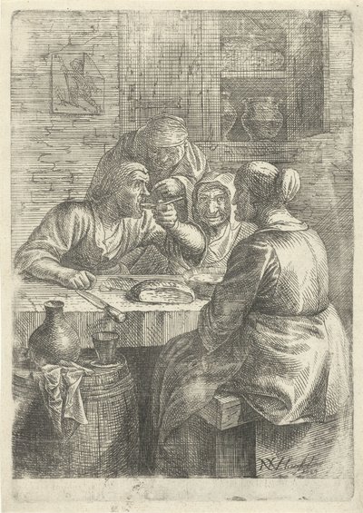 Drei alte Frauen essen an einem Tisch von Nicolaes van Haeften