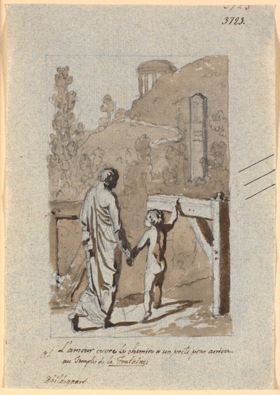 Amor öffnet das Tor für einen Dichter zum Tempel von Lafontaine von Nicolai Abildgaard