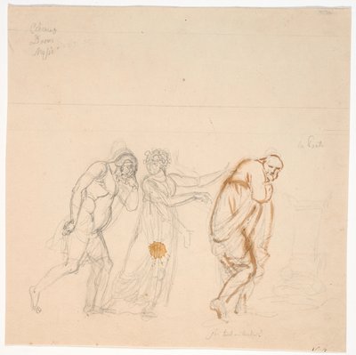 Davus Mysis und Chremes. Studie zum Bild Chremes lauscht dem Gespräch von (Dienstmädchen) Mysis und Davus von Nicolai Abildgaard
