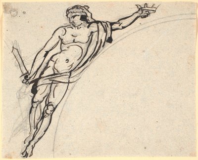 Eine schwebende Männerfigur mit einer Krone in der rechten Hand von Nicolai Abildgaard