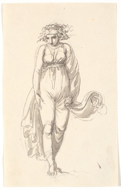 Frauenfigur en face, mit von Wind gepresster Kleidung von Nicolai Abildgaard