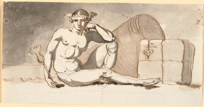 Merkur, sitzend bei Warenballen. Allegorie auf den Handel von Nicolai Abildgaard