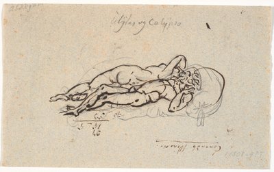 Odysseus und Kalypso, nackt auf einem Lager liegend von Nicolai Abildgaard