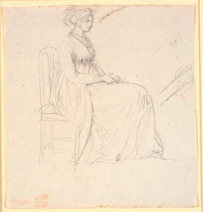 Profilbild der zweiten Frau des Künstlers, Juliane Marie Abildgaard, sitzend, ganze Figur von Nicolai Abildgaard