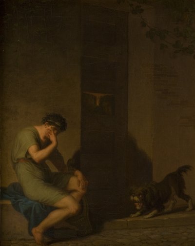 Tibullus klagt vor der Tür seiner Geliebten von Nicolai Abildgaard