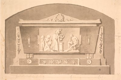 Entwurf für einen Sarkophag mit Relief für das Gandilske Grabmal auf dem Assistens Friedhof von Nicolai Dajon