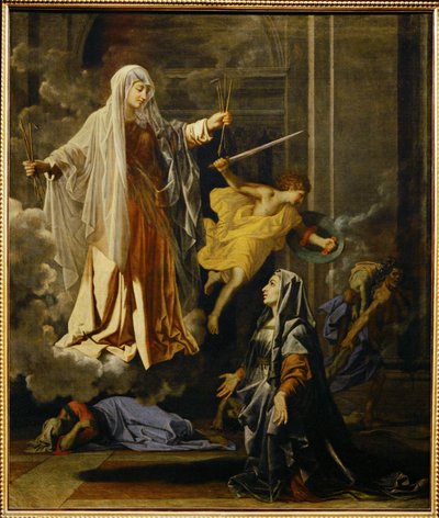 Das Wunder der Pest von Heilige Franziska Romana von Nicolas (attr.to) Poussin