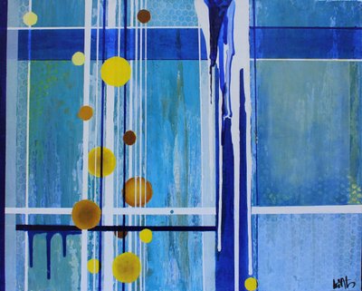 Abstrakter Blau Gelber Fluss von Nicolas Alsterdal