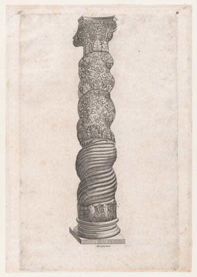 Speculum Romanae Magnificentiae: Groteske gewundene Säule in St. Peter, 16. Jahrhundert von Nicolas Beatrizet