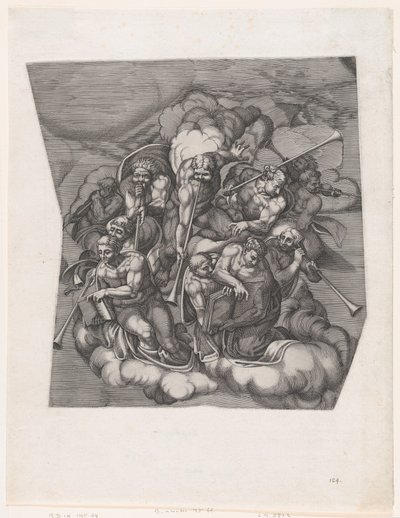 Trompetende Engel aus dem Jüngsten Gericht, nach Michelangelo von Nicolas Beatrizet