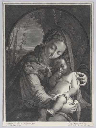Jungfrau mit dem schlafenden Christuskind von Nicolas Etienne Edelinck