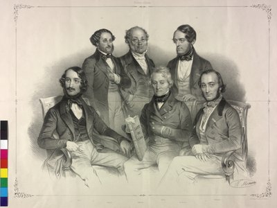 Tafel mit Bildern von Henry Wilhelm Ernst, berühmter Geiger von Nicolas Eustache Maurin