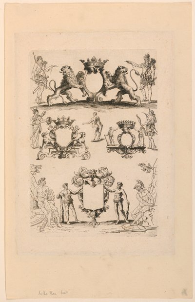 Entwurf für Wappen, aus "Livre de Cartouches" von Nicolas Guerard