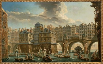 Bootsmänner-Joust zwischen Pont Notre-Dame und Pont au Change von Nicolas and Jean Baptiste Raguenet