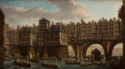 Matrosen beim Turnier zwischen der Pont Notre Dame und der Pont-Au-Change, Paris von Nicolas Jean Baptiste Raguenet