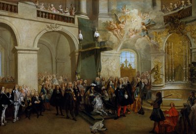 Verleihung des Ordens des Heiligen Geistes in der Kapelle von Versailles, 3. Juni 1724 von Nicolas Lancret