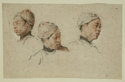 Drei Studien des Kopfes eines turbantragenden schwarzen Mannes von Nicolas Lancret