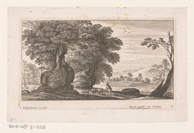 Landschaft mit Figur und Vieh von Nicolas Perelle