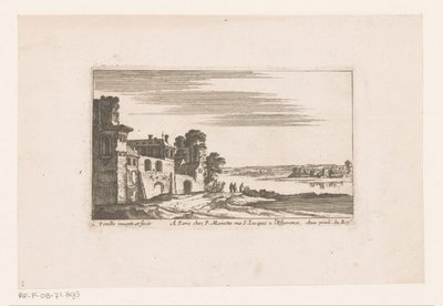 Landschaft mit Gebäuden am Fluss von Nicolas Perelle