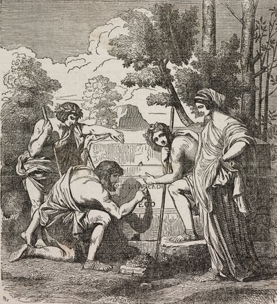 Hirten von Arkadien, nach einem Gemälde von Nicolas Poussin, Illustration aus Teatro universale, Raccolta enciclopedica e scenografica, Nr. 512, 4. Mai von Nicolas Poussin