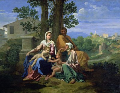 Die Heilige Familie mit den Heiligen Johannes, Elisabeth und dem kleinen Johannes dem Täufer von Nicolas Poussin