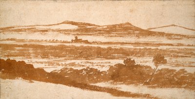 Blick über ein Tal zu fernen Hügeln von Nicolas Poussin